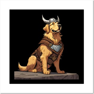 Golden Retriever Viking Dog Posters and Art